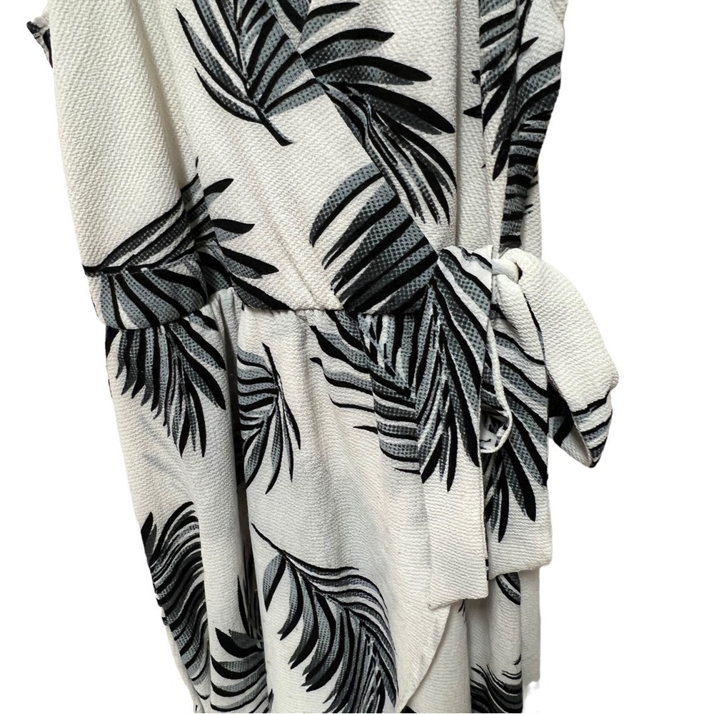 Womens Palm Leaf Wrap Midi Dress Medium Tropical Beach Vacation Resort Tie Waist - Picture 6 of 17